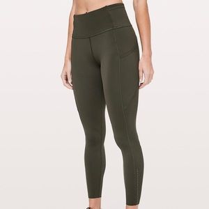 olive 7/8 fast and free leggings lululemon